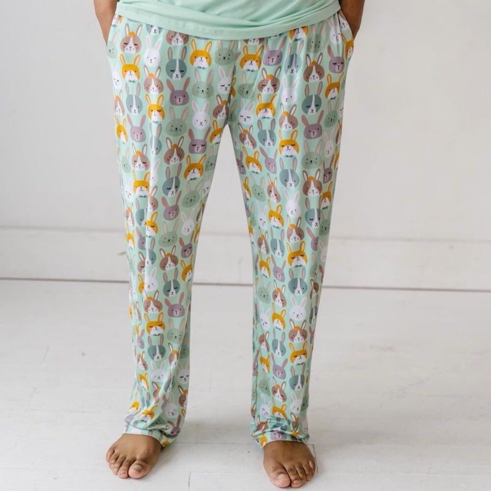 Little Sleepies Red Rabbits Men’s Pajama Lounge Pant Straight Leg Bamboo Large